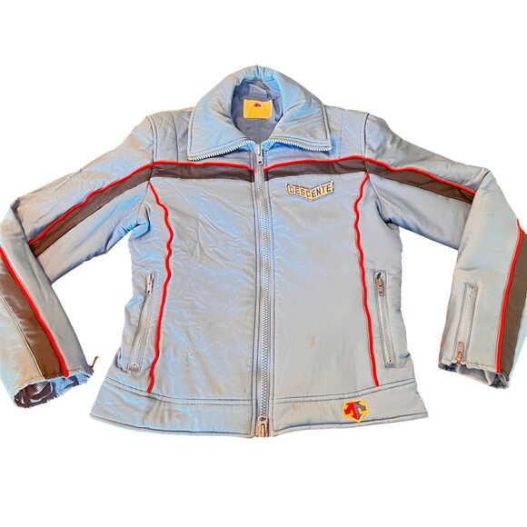 Vintage Descente Womens Ski Jacket Size 48 Light Blue With Red & Black Accents - Picture 1 of 15